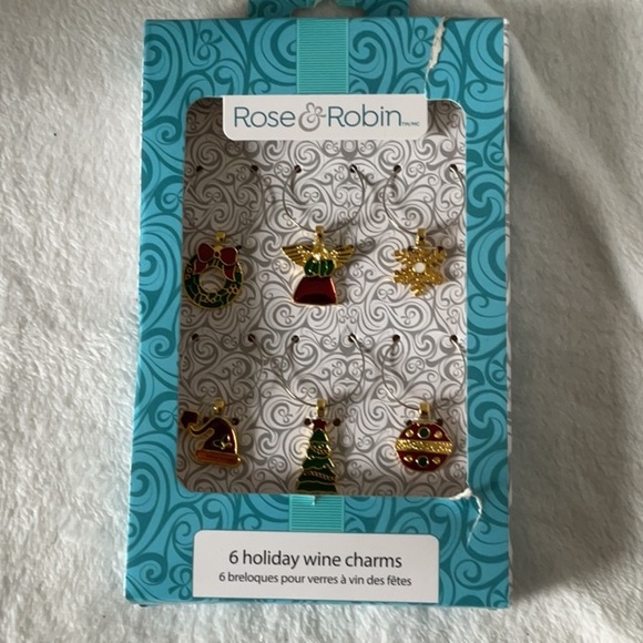 Rose & Robin Holiday Wine Charms Set - Picture 1 of 5